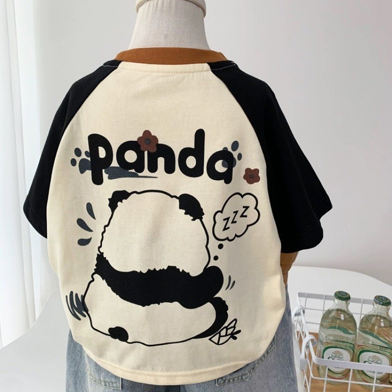 เด็กชายผ้าฝ้ายแขนสั้นเสื้อยืดสาวฤดูร้อนการ์ตูนสบายๆเสื้อยืดสไตล์เกาหลี