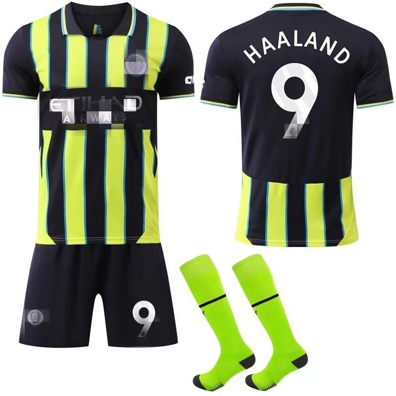 Uhome24/25 Season Children & Adult MI Soccer Jersey Kids 9 HAALAND JR 17 DE BRUYNE 47 FODEN Away foo