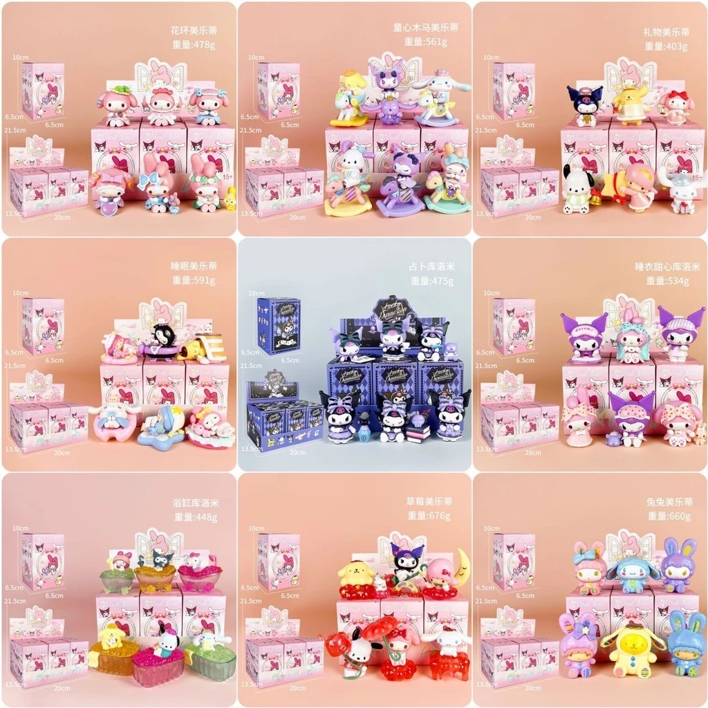 สถานที่ท้องถิ่น 6 ชิ้น/เซ็ตกล่อง Sanrio การ์ตูนตุ๊กตารุ่นคริสต์มาสของเล่นเค้ก Topper เค้กตกแต่งเครื่องประดับ Hello Kitty Cinnamoroll อะนิเมะ Pvc ของเล่นของขวัญรุ่น Q ตุ๊กตารูปสําหรับเด็ก