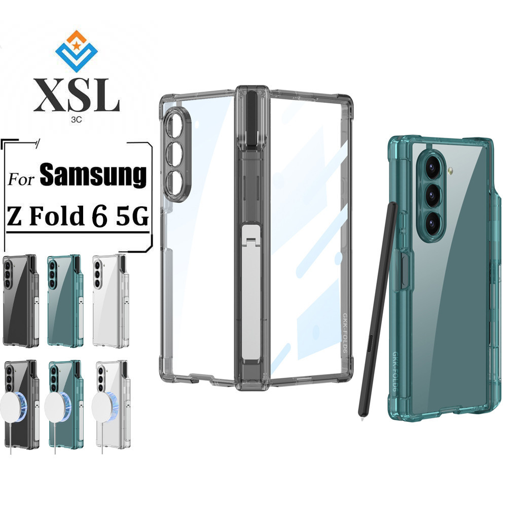 พร้อมปากกาสําหรับ Samsung Galaxy Z Fold6 case เคสถุงลมนิรภัย เคสใสพร้อมช่องเสียบปากกา Fold 6 Casing 
