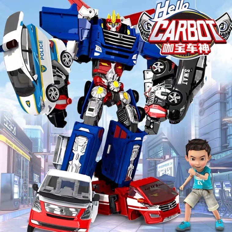 Kabao Car God Toy, Transformed Car, Childrens Heavy Duty Special Police, Giant Fusion Mech Robot, Five in One King Kong Boy