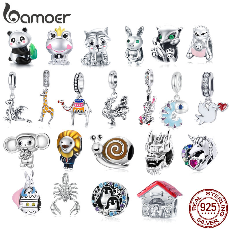Bamoer 925 เงินสเตอร์ลิง เครื่องราง น่ารัก แพนด้า เสือ สัตว์ป่า จี้แฟชั่นอุปกรณ์เสริมของขวัญวันเกิด SCC2811