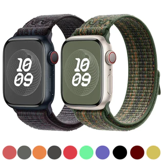 สายรัดสร้อยข้อมือไนลอนลายพรางสีสันสดใสเข้ากันได้สําหรับ iWatch s10 46 42 ultra2 IWatch series 9 8 7 6 SE 5 4 3 49/45/44/42/41/40/38 มม.