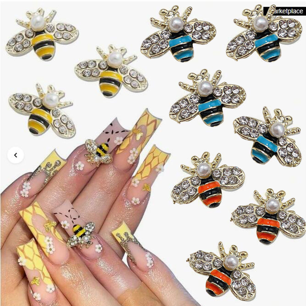 เครื่องประดับเล็บ Retro การ์ตูน Bee Drop Oil Handmade Diy เครื่องประดับเล็บ