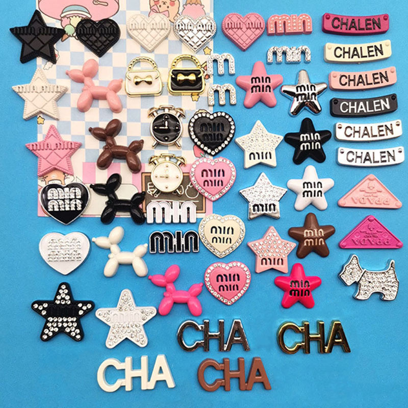 5pcs DIY อุปกรณ์เรซินสไตล์น้ำหอมสีหยดน้ำมันหัวใจสีพีชยิ้มดาวเชือกคาดศีรษะที่หนีบเคสโทรศัพท์แผ่นแปะเล็บ