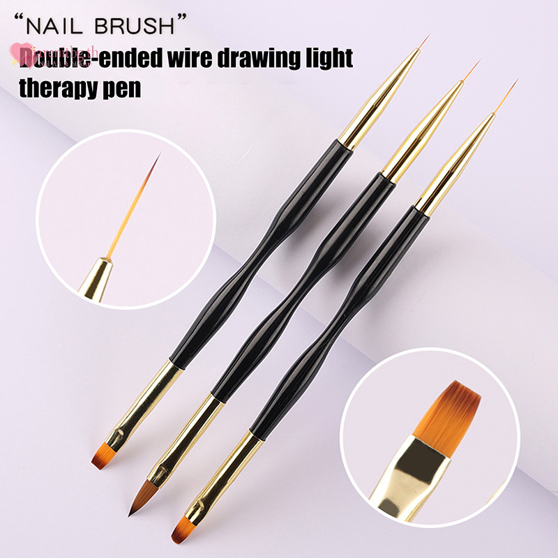 Renbg Double Head Liner Nail Art แปรง Manicuring Construction UV Gel Extension Drawing Line Paing ปากกาเล็บเครื่องมือ TH