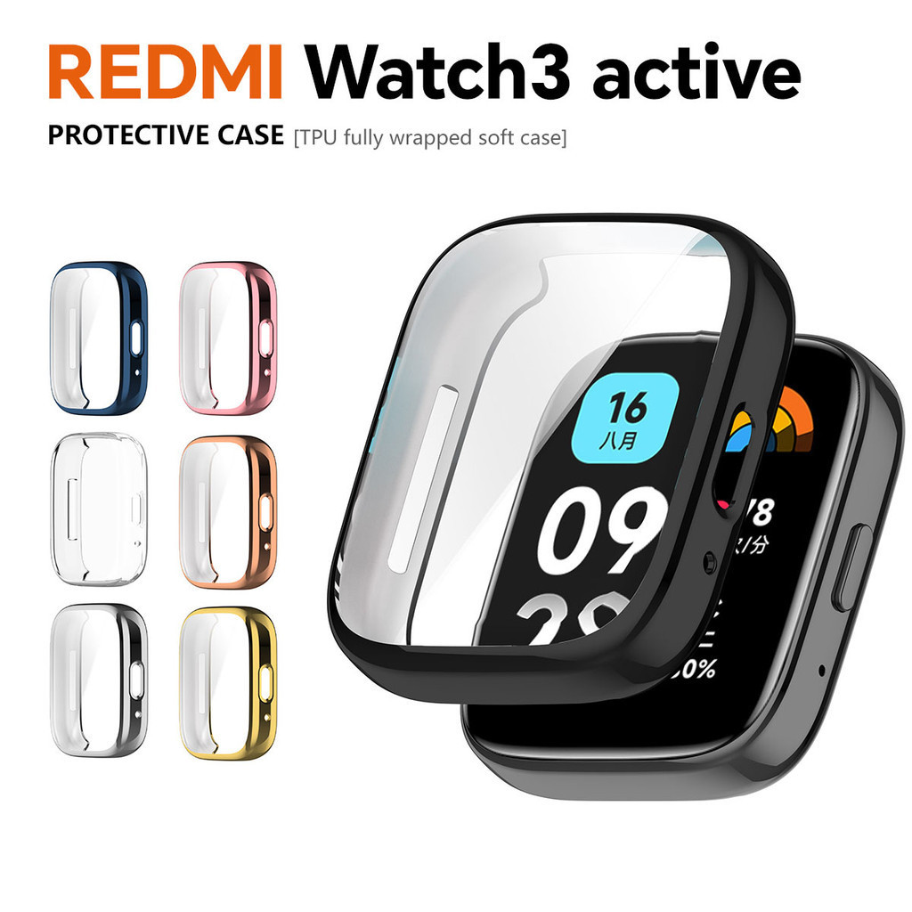 เคสซิลิโคนอ่อนนุ่มเข้ากันได้สําหรับ Redmi Watch 3 Lite Smartwatch Shell TPU All-Around Screen Protector ฝาครอบกันชนสําหรับ Redmi Band 3 Active