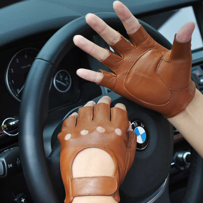ถุงมือหนังรถจักรยานยนต์ถุงมือกันลื่นผู้ชาย Fingerless Half Gloves ขี่จักรยานฟิตเนสเต้นรํายุทธวิธี Half-F