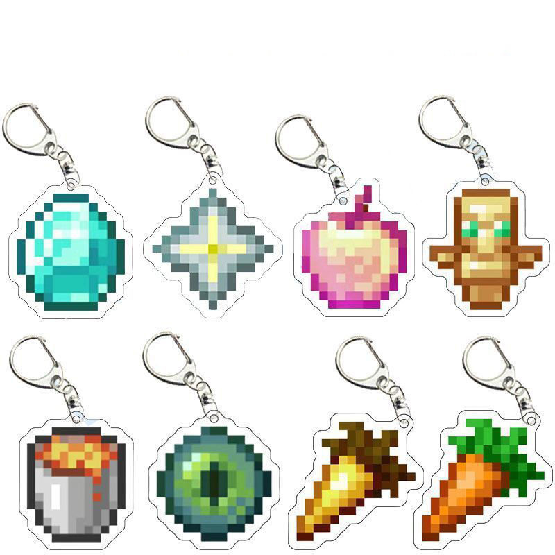 [พวงกุญแจ] Minecraft MC พวงกุญแจกระเป๋าเป้สะพายหลังจี้ Undead Totem เกม Merchandise ดาบเพชรของเล่น Magic Gold Apple ตกแต่งขนาดเล็ก PVZD