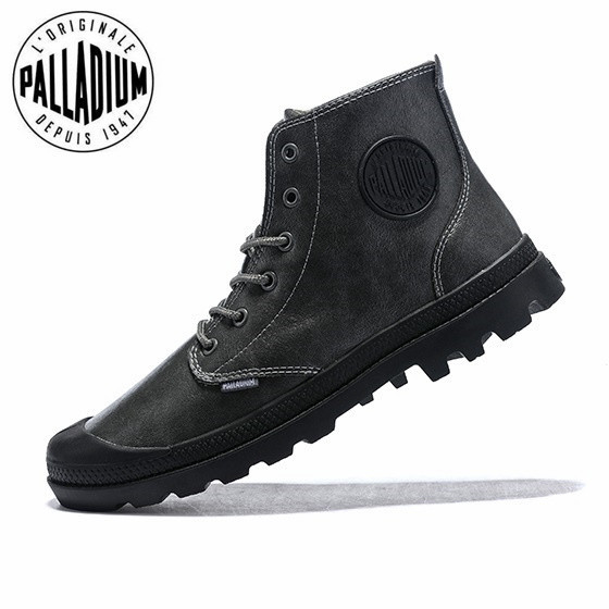 Palladium Mens Shoes หนังแท้ High-Top Shoes Full Leather Womens Shoes Outdoor Martin Boots Couple Style (4 สี) (ขนาด 35-45)