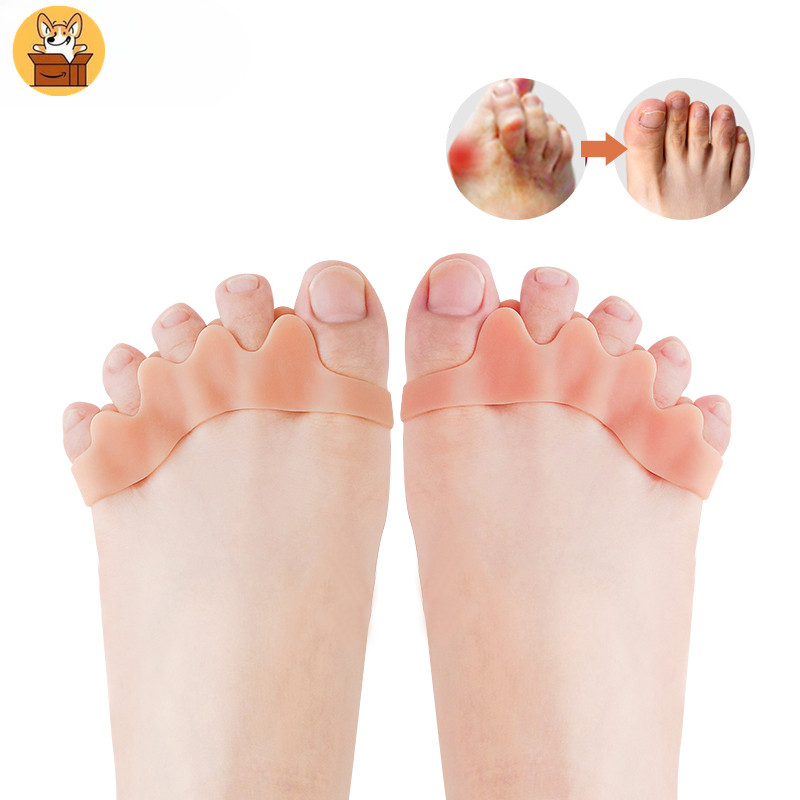 Am-az2pcs 5holes ซิลิโคนเจล Toe Separator Hallux Valgus Orthopedic Protector Thumb Corrector Spacers Bunion Relief Foot Care เครื่องมือ