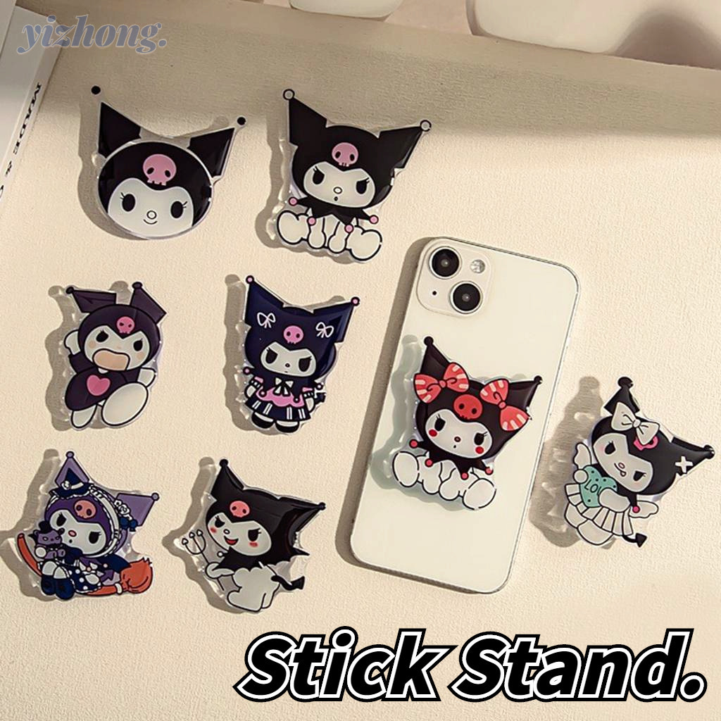 Universal ขาตั้งโทรศัพท์ Girly น่ารักสีดํา Kuromi การ์ตูนรูปแบบ Lazy Bracket อุปกรณ์เสริมโทรศัพท์ Gadgets PC โทรศัพท์มือถือพับผู้ถือ Grip ของขวัญ 1 ชิ้น