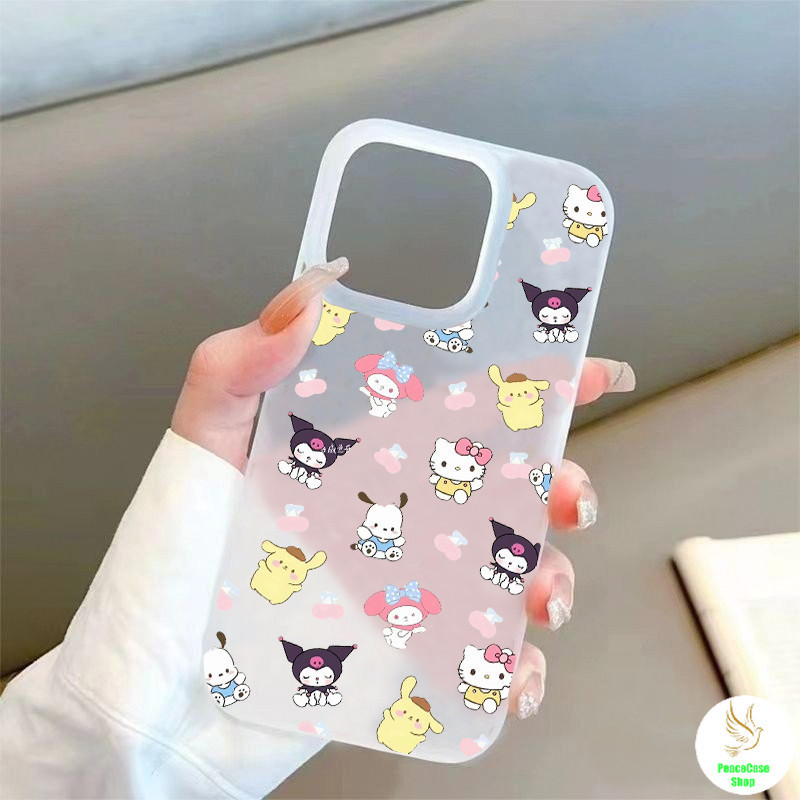 ซานริโอ้ สำหรับ iPhone 7 8 SE X 11 12 13 14 15 พิมพ์สัตว์น่ารัก กรณีโทรศัพท์ด้าน,กรณีโทรศัพท์สร้างสรรค์