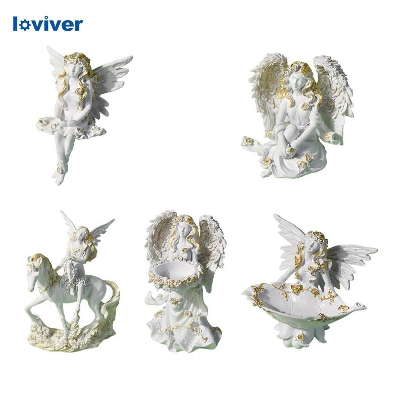 [ คนรัก ] รูปปั้นนางฟ้าตกแต่งเรซิ่นหุ่นนางฟ้าสําหรับทางเข้าตู้เตาผิง