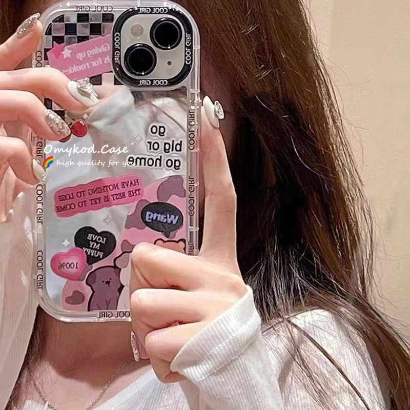 SAMSUNG สําหรับsamsung A35 A25 A15 A05 A03 A04s A12 A13 A14 A23 A24 A32 A34 M12 4G A51 A52 A52s A53 A54 A55 5G S23 S24 นุ่มกระจกลูกสุนัขน่ารัก