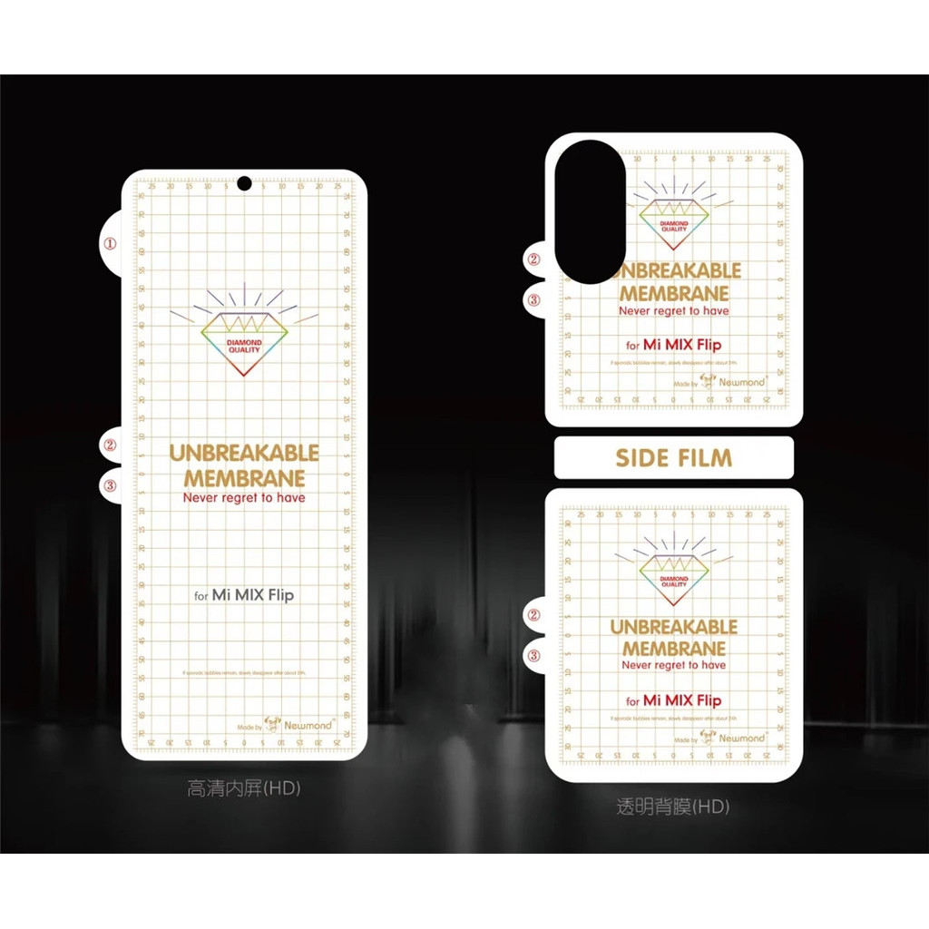สําหรับ Xiaomi Mi Mix Flip ฟิล์มป้องกันหน้าจอด้านหลังด้านหน้า 3 ใน 1 ฟิล์ม Hydrogel นุ่มโปร่งใสสําหรับ Xiaomi Mi Mix Flip
