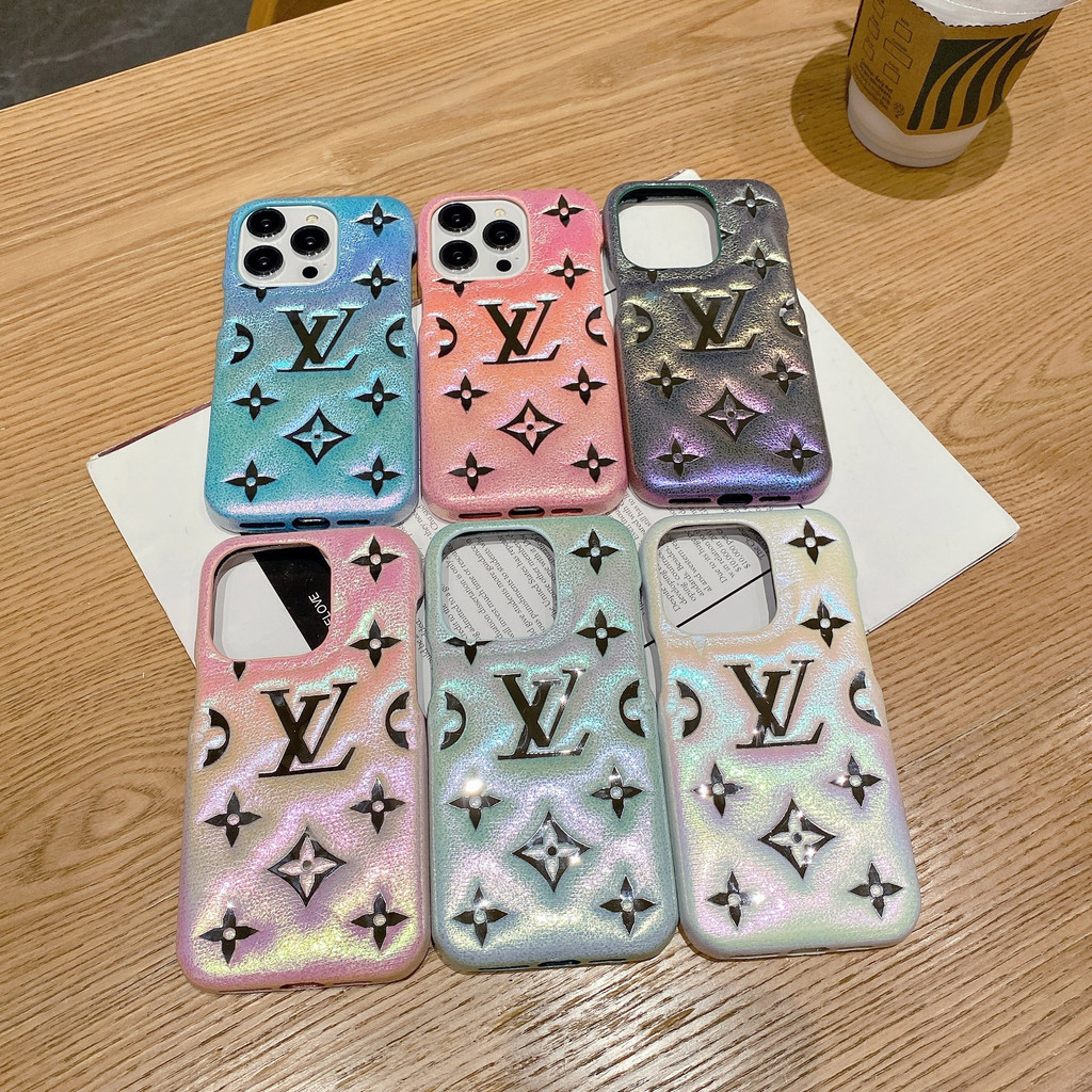 หรูหรากระจกโลโก้หนังครึ่งกระเป๋าสําหรับiphone 15 Promax 14 13 12 11Pro Maxกรณี15 14 13 12 11Pro XsMax XR X Xs 7plus 8plusโทรศัพท์มือถือกรณี