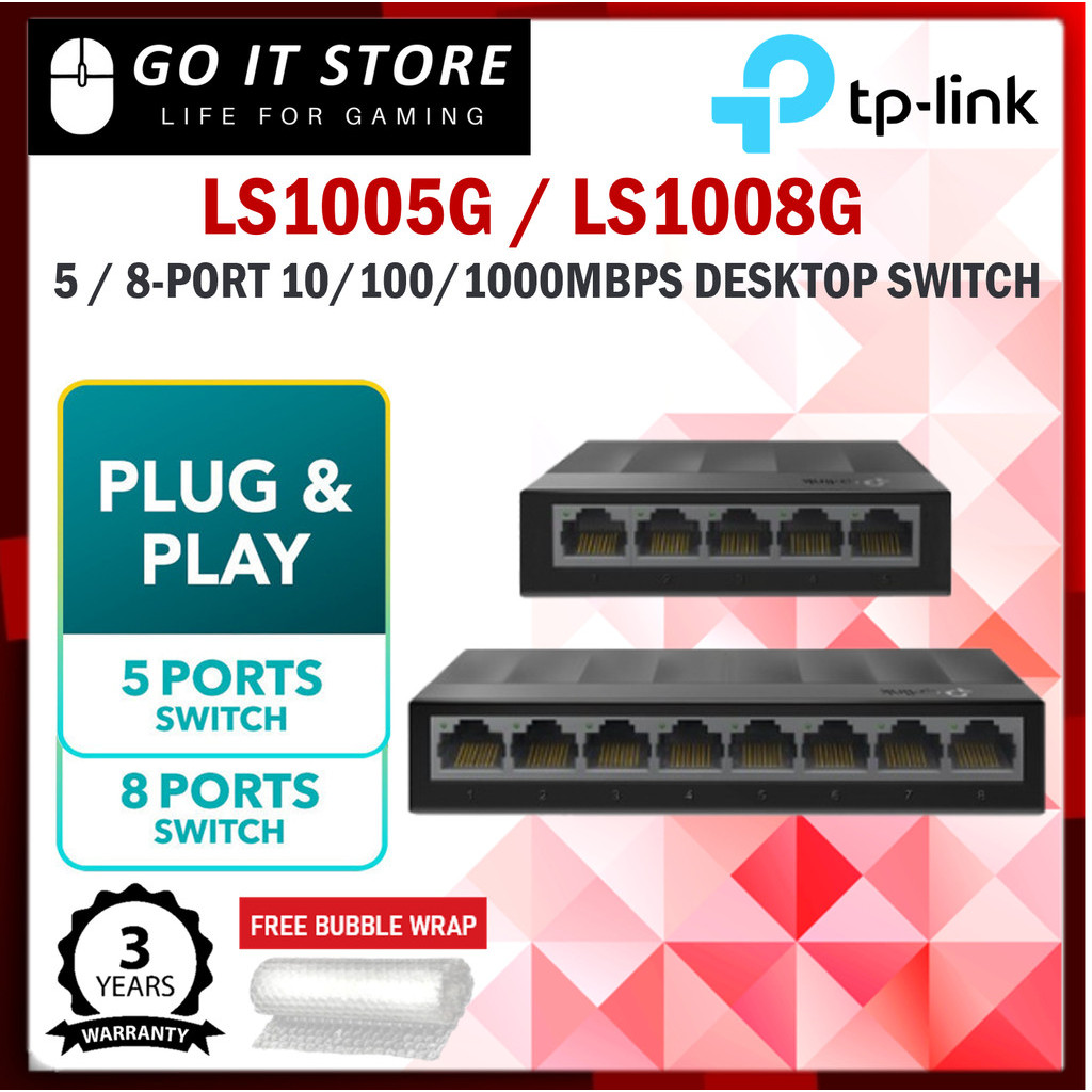 TP-LINK LS1005G / LS1008G 10/100/1000Mbps Gigabit Desktop Switch (5-Port / 8-Port)