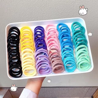 50ชิ้น/100ชิ้นชุดผูกผมสําหรับเด็กแฟชั่นเกาหลีที่เรียบง่ายยืดหยุ่นสูงยางรัดอุปกรณ์ผมเด็ก