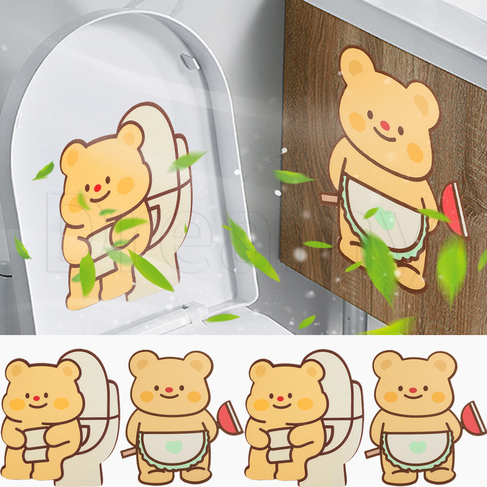 น่ารักเนยหมีหอมแพทช์กําจัดกลิ่น-กระดาษสักหลาดกันกลิ่น-กาวในตัว-สําหรับห้องน้ํา,ครัว,ตู้-วางตกแต่งห้องน้ํา-การ์ตูนระงับกลิ่นกายสติก