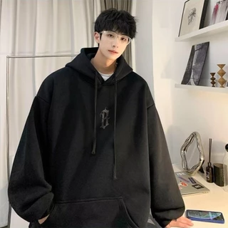 【M-8XL】แฟชั่นรีโทรอเมริกันออกแบบจดหมาย Hoodie สำหรับผู้ชายแนวโน้มถนนอย่างหลากหลายแจ็คเก็ตขนาดใหญ่สำหรับผู้ชาย
