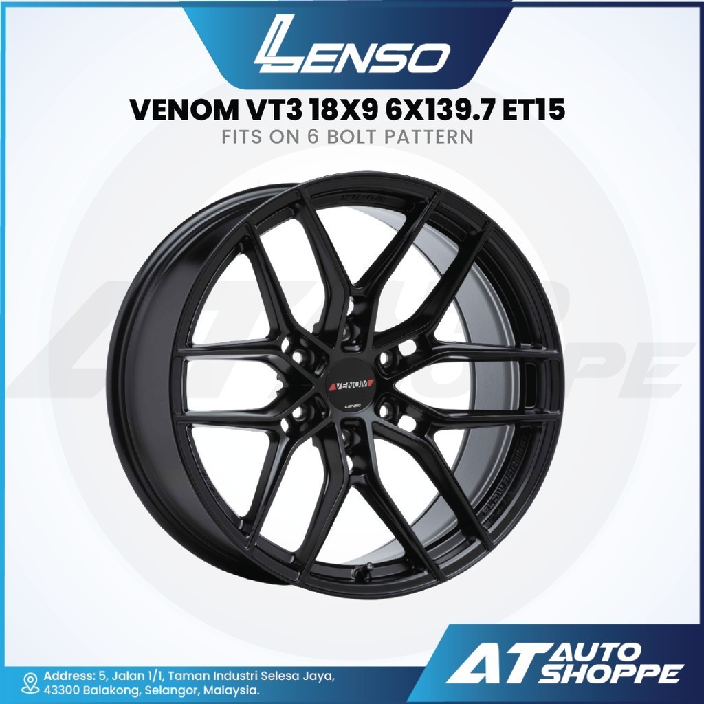 Lenso Venom VT3 - สีดําด้าน 18x9 ET15 6x139.7 (1 ชิ้น)