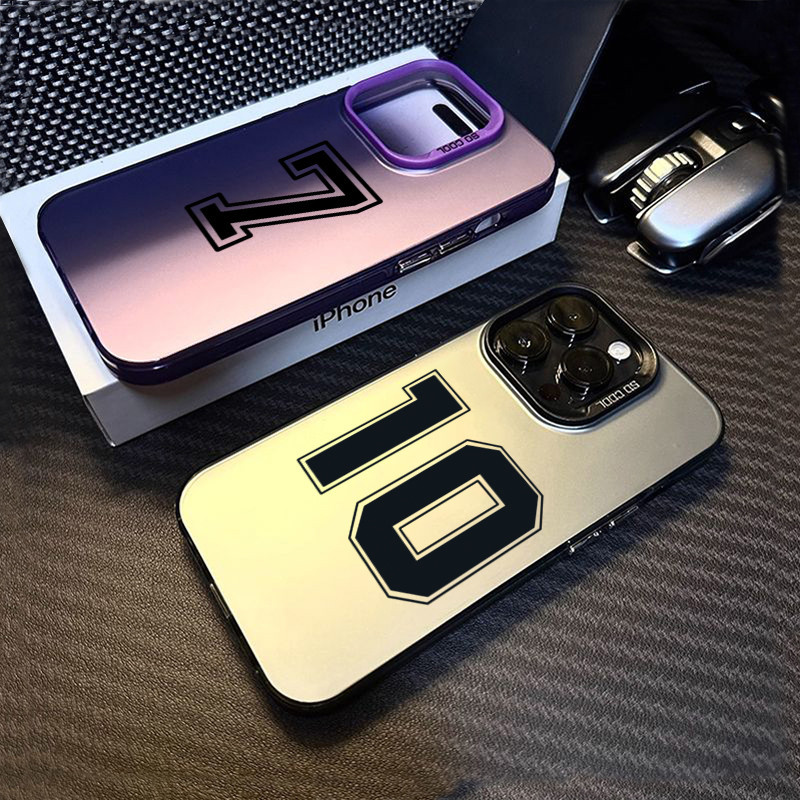 สําหรับiphone 16 15 14 13 12 11 Pro Max XR X XS Max 7 8 Plus SE2 Footballer Luckyตัวเลขเจ็ดและสิบหรูหราIMDชุบโลหะกันกระแทกกรณี
