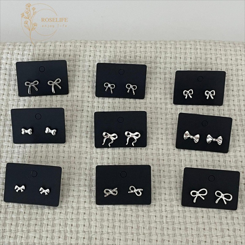 Roselife เกาหลี S925 เงินโบว์ขนาดเล็กต่างหูสําหรับผู้หญิงสาว Hypoallergenic Pierced หูเครื่องประดับอุปกรณ์เสริม