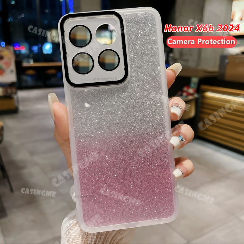 Honor X6b 2024 Luxury Bling Glitter สําหรับ Honor X6b X 6b X6 b HonorX6b bX6 4G 5G 2024 ซิลิโคนนุ่มโปร่งใสเคสโทรศัพท์กล้องเลนส์ป้องกันกันกระแทกปกหลัง