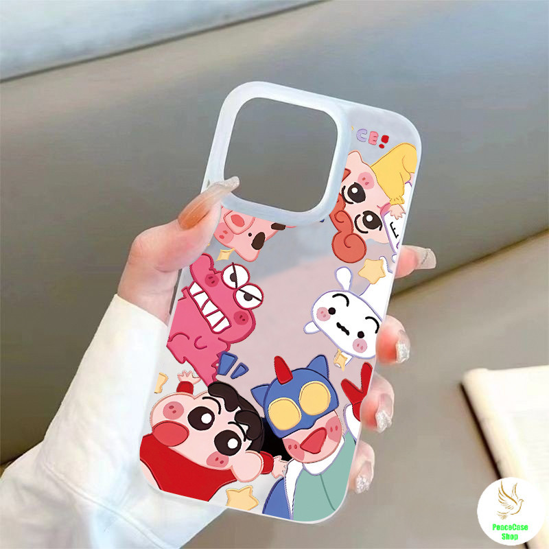 COD-ในไทย เคส เครยอนชินจัง น่ารัก ตัวละครล้อมรอบ สำหรับ iPhone 7 8 X 11 12 13 14 15 TPU โปร่งใส น้ำค้างแข็งเคส