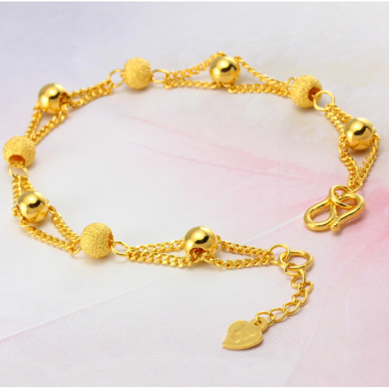 เปิดสไตล์ 18K Gold-Plated 92.9% สร้อยข้อมือทองเจ้าสาวเครื่องประดับงานแต่งงานจะไม่จางหาย.Extension Chain บริการยาว