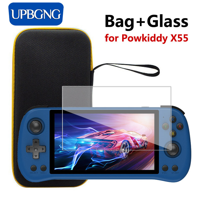แก้ว + กระเป๋าสําหรับ Powkiddy X55 ป้องกันหน้าจอกระจกนิรภัยฟิล์ม & EVA แบบพกพาสําหรับ Powkiddy X55 P
