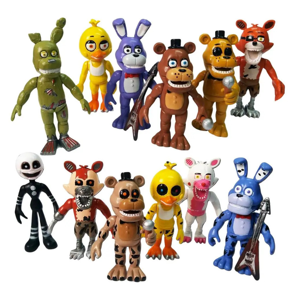 FNAF ตัวเลข6ชิ้น/เซ็ต Joint movable Blacklight BONNIE FOXY Chica freddy frostbe Action FIGURE PVC Co