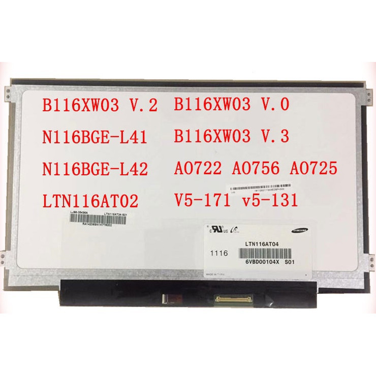 11.6 นิ้ว 40 พิน b116xw03 v.2 b116xw03 v.0 b116xw03 v.3 N116BGE-L41 N116BGE-L42 ltn116at02 Acer 722 