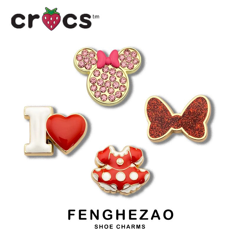 Crocs Jibbitz Charms DIY สนุก 3D รองเท้าหัวเข็มขัดตกแต่ง DIY โลหะ Minnie คุณภาพสูง