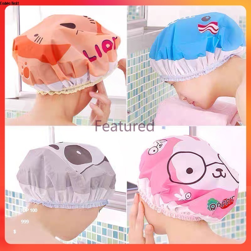 Featured หมวกคลุมผมอาบน้ํา หมวกผมลายการ์ตูน พลาสติก กันน้ำ แบบหนา