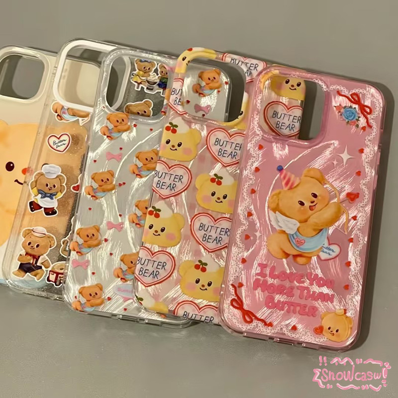 การ์ตูนน่ารักเนยหมีนุ่ม เคสIPhone 13 11 15 14 12 Pro Max 7 8 Plus X XS XR Max SE 2022