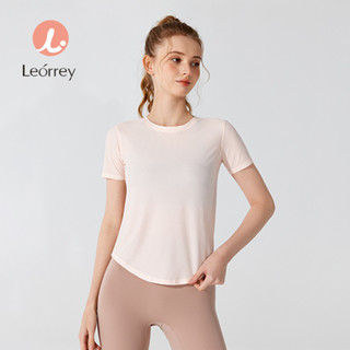 Leorrey-เสื้อยืดวิ่งแขนสั้นกีฬาฟิตเนสสวมเสื้อโยคะแห้งเร็ว