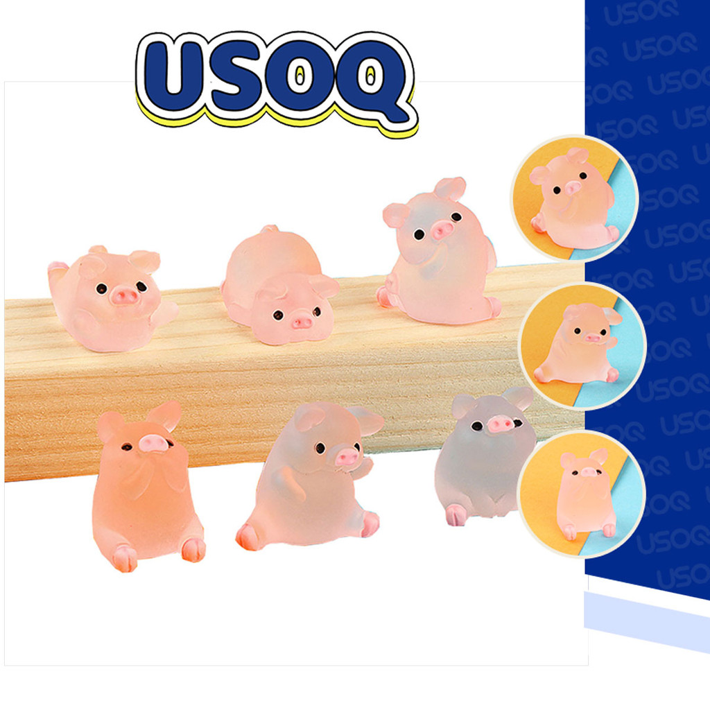 Usoq Jibbitz Crocs การ์ตูนหมู noctilucent Cave รองเท้าหัวเข็มขัด DIY อุปกรณ์เสริม Crocs Charm Jibbitz ปุ่ม