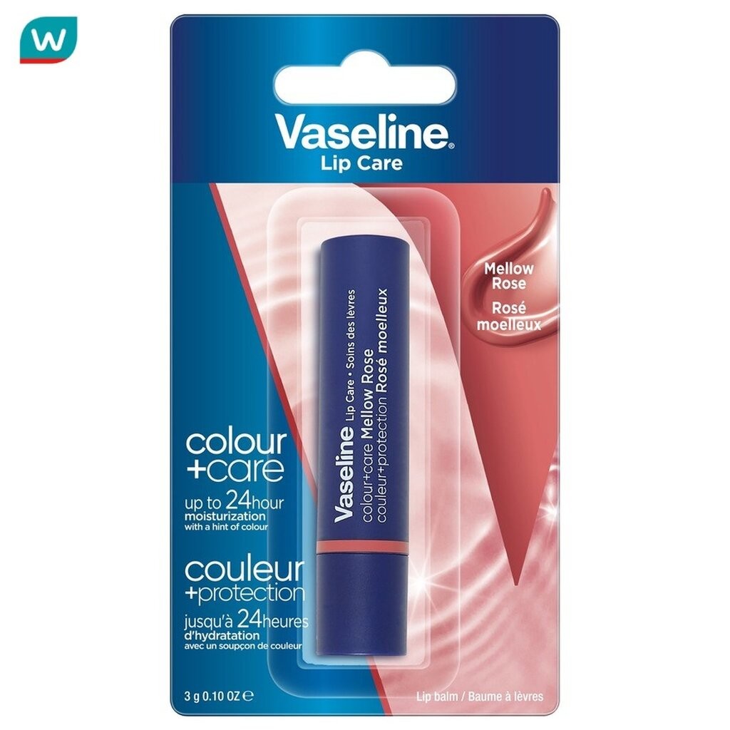 Vaseline วาสลีน ลิป แคร์ คัลเลอร์ พลัส แคร์ เมลโล่ โรส 3 กรัม ลิปบำรุงริมฝีปาก สดใส ชุ่มชื้น