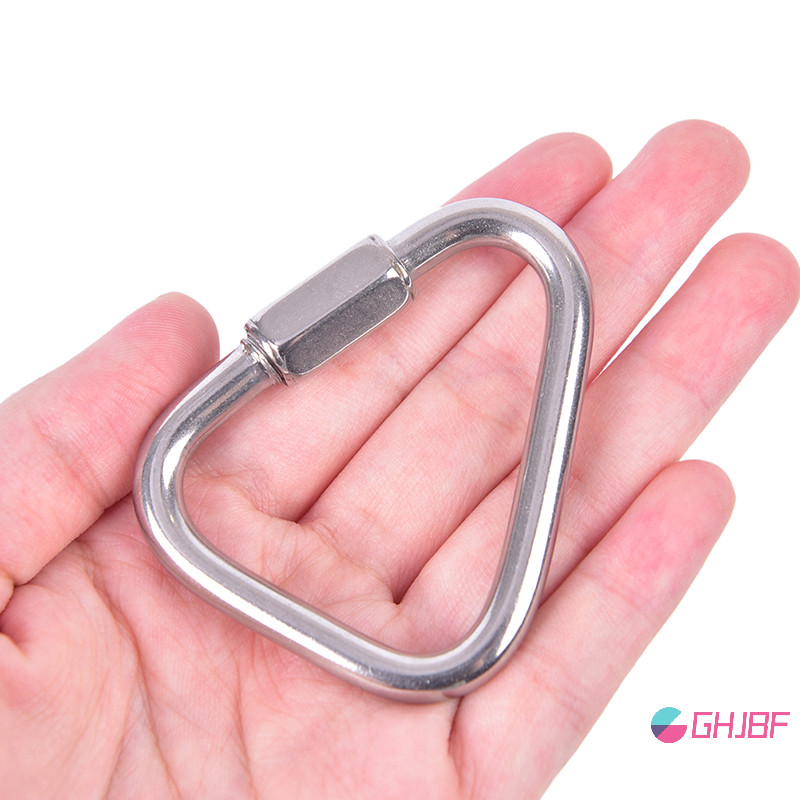 Ghjbf] Triangle Carabiner สแตนเลสสตีลพวงกุญแจ Snap Clip Hook Buckle Screw Lock ศเดิมนนคอเต่า