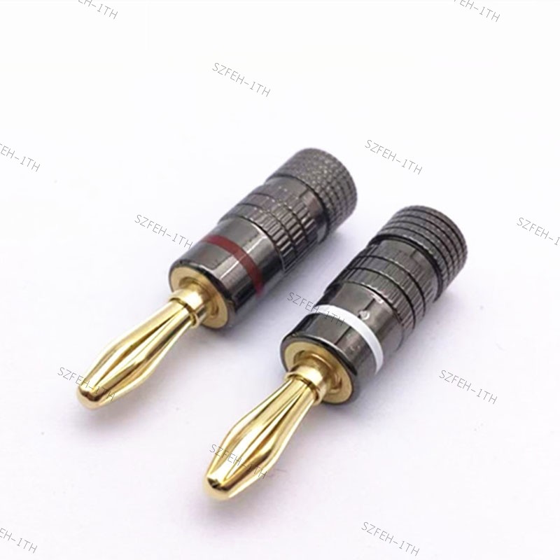 4mm Banana Jack Plug Adapter Straight Pre Amplifier Gold Plated Connector Solder Free Audio Speaker q1 @F3TH