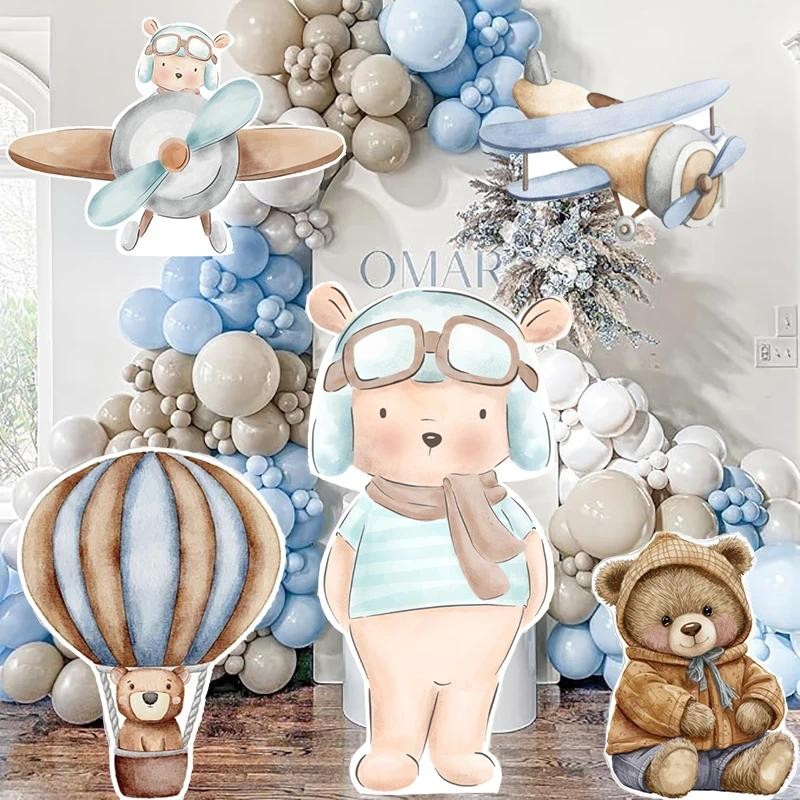 30/60/90 ซม.น่ารักหมีโฟม Board Pilot Bear KT Board Cutouts วันเกิด DIY Decor สําหรับ Baby Shower Party พื้นหลังอุปกรณ์