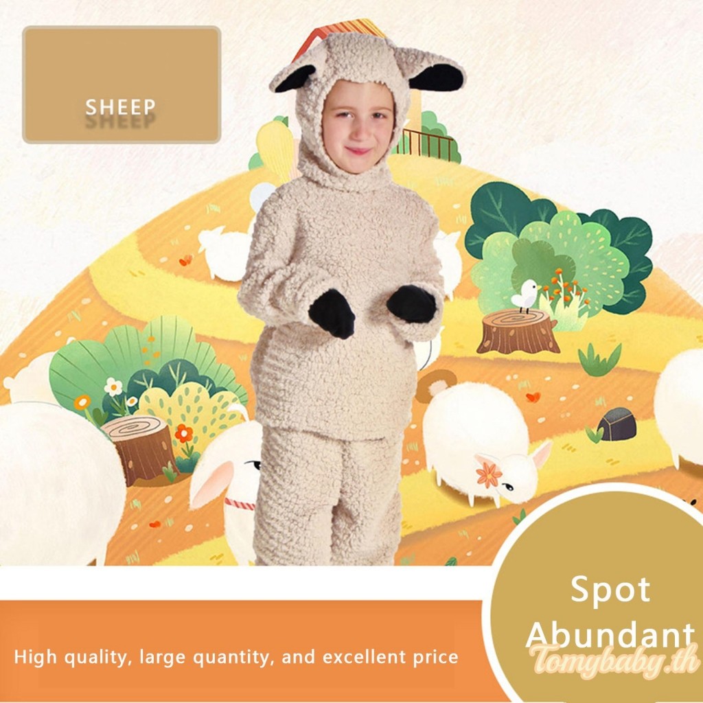 Tomybaby-kids ฮาโลวีนแกะเครื่องแต่งกาย Fuzzy เสื้อแขนยาว หมวก ถุงมือ ถุงเท้า กางเกง ชุดสําหรับเด็กชายหญิง