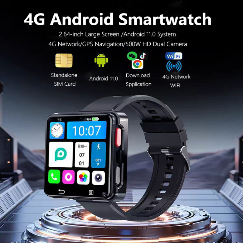 2024! สมาร์ทวอทช์เข้ากันได้สำหรับ Android 11.0, 4G อินเทอร์เน็ต GPS smartwatch, 2.64 "หน้าจอขนาดใหญ่กล้องสองซิมการ์ดสมาร์ท