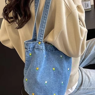 Denim Bucket กระเป๋าความจุขนาดใหญ่ผู้หญิง 2024 สไตล์ใหม่ฤดูร้อน Cross-Body All-Match กระเป๋าถือ Class Commuter Bag