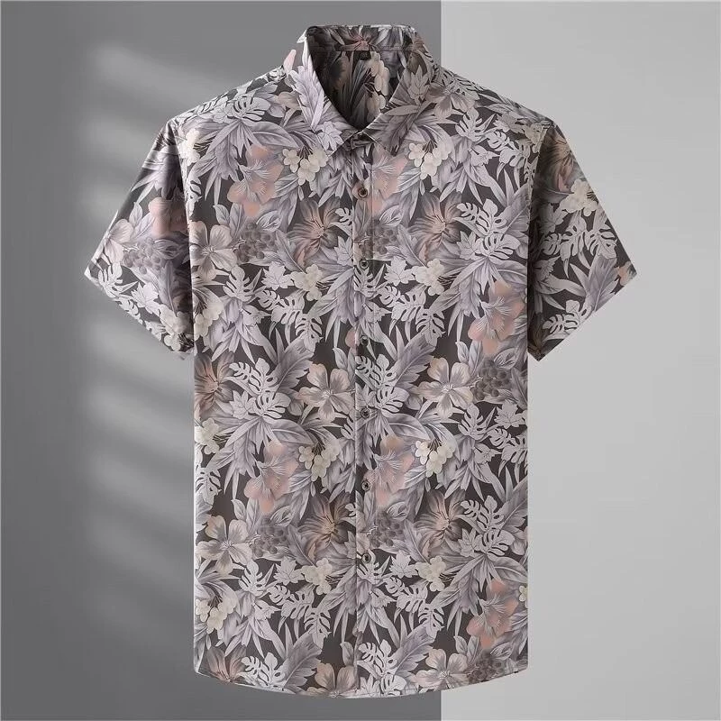 เสื้อแขนสั้นลายดอกไม้ลายพราง ไซส์ใหญ่ 50-150 กก. ชาย thumbnail 10