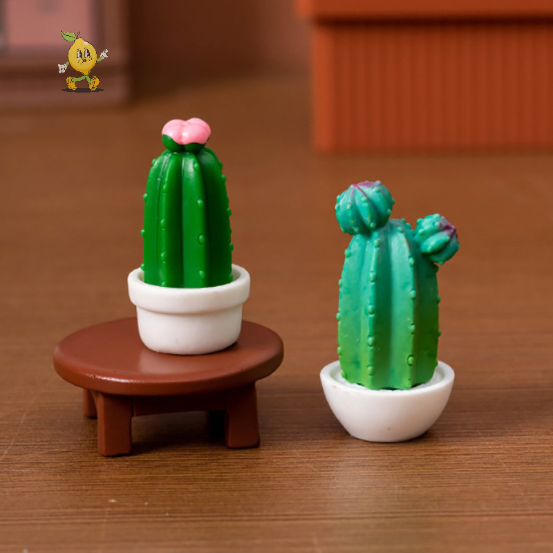 [mozh] Mini Cactus Figurines เครื่องประดับกระบองเพชรตกแต่ง Micro Landscape Decor พืชกระถาง Succulent รูปปั้นเดสก์ท็อปเครื่องประดับ [TH]