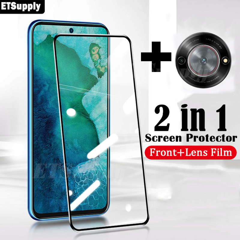 2Pack สําหรับ ZTE Blade A75 5G A75 A55 A35 4G ป้องกันหน้าจอกระจกนิรภัยฟิล์ม + เลนส์กล้องเลนส์ป้องกัน