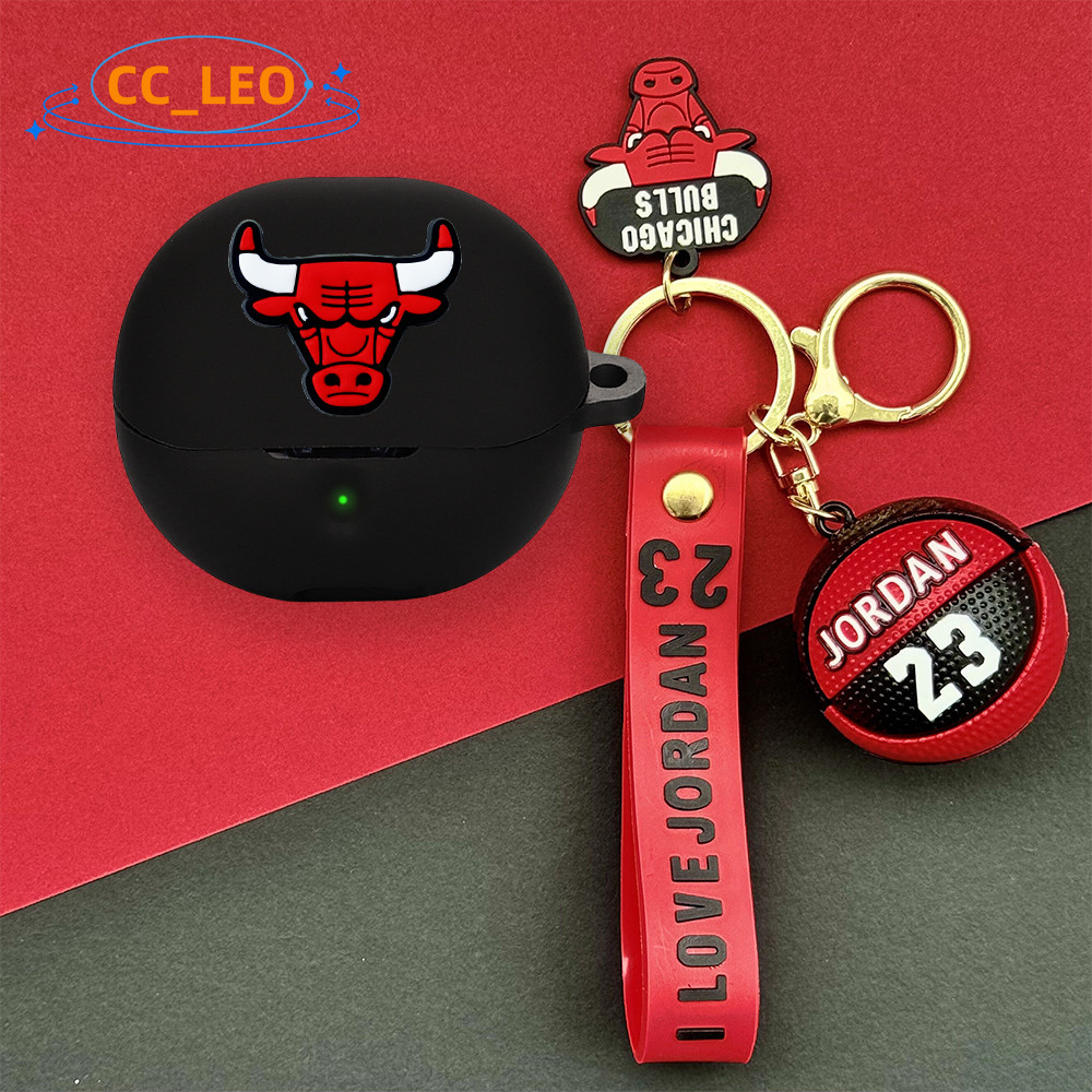 For QCY MeloBuds Pro Case Cartoon Soccer Basketball Keychain QCY HT08A Silicone Soft Case Baseball P